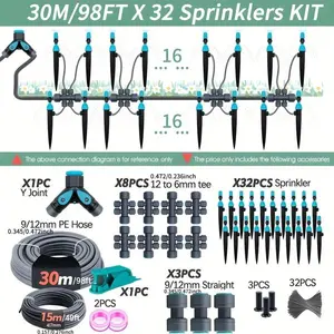 3/8-inch horticultural irrigation system 12mmPE hose 360 adjustable 2-in-1 spray quick-connect micro-emitter sprayer