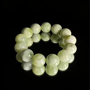 15mm Ice-Clear Xiuyu Jade Bracelet Natural Serpentine Moist Transparent Large Beads Highlight Elegance for Natural Beauty Enthusiasts