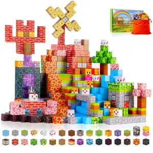 Magnetic Building Blocks 150PCS with Cubes, Pixel Art STEM Montessori Sensory Toys for Kids Ages 3+ 4 5 6 7 8 9, Creative Magnetic Blocks Set with Storage Bag, Educational Christmas Birthday Gift for Boys Girls