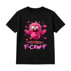 Unisex Short-Sleeve Round Neck T-Shirt, Soft Breathable Comfortable All-Seasons Streetwear Top with F-Caw-F Chicken, Pink Heart Little Chicken, Cuban FCAWF, Guatemalan Style Teddy Bear Patterns, Daily Summer Wear, Sports & Outdoor Clothing
