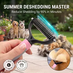 Double-Sided Dematting Comb & Pet Grooming Brush | Ultimate Cat Hair Removal Tool for Thick Coats Pet Summer Stuff