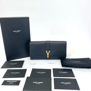 Pre-owned Yves Saint Laurent YSL Saint Laurent Cassandre Series, 19cm Base Length, Black Smooth Calfskin, 2013/21954738sz