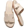 Womens Flat Sandals Open Toe Dressy Summer Sandals Comfortable Casual Slip on Leather Slides Sandals for women