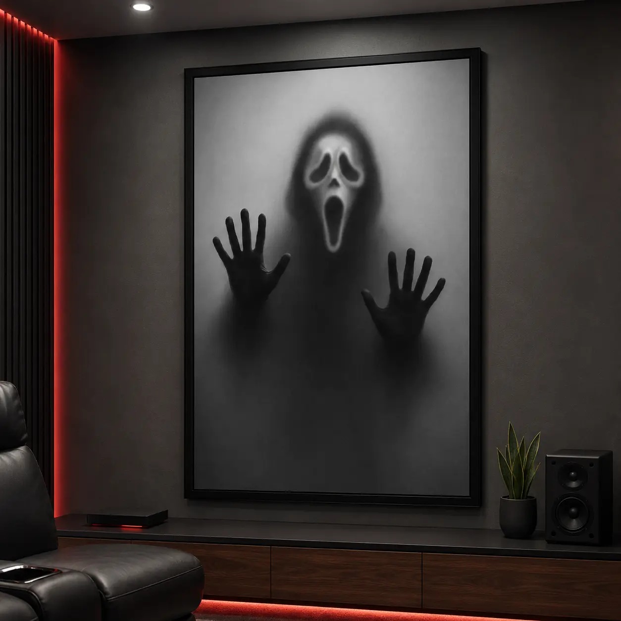 Scream Ghostface Canvas Wall Art, Creepy Horror Movie Poster Print, Spooky Halloween Room Decor, Ideal Gift for Horror Fans, Teen Bedroom Gaming Room Decoration