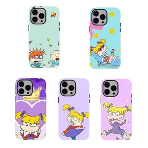 90s Rugrats Cartoon Collage Custom Cellphone Case - Angelica Pickles Kawaii Polycarbonate Rubber Heavy-Duty 2-Piece Shockproof Accessory, Tech Accessory for iPhone 11 12 13 14 15 16 17 Pro Max Plus