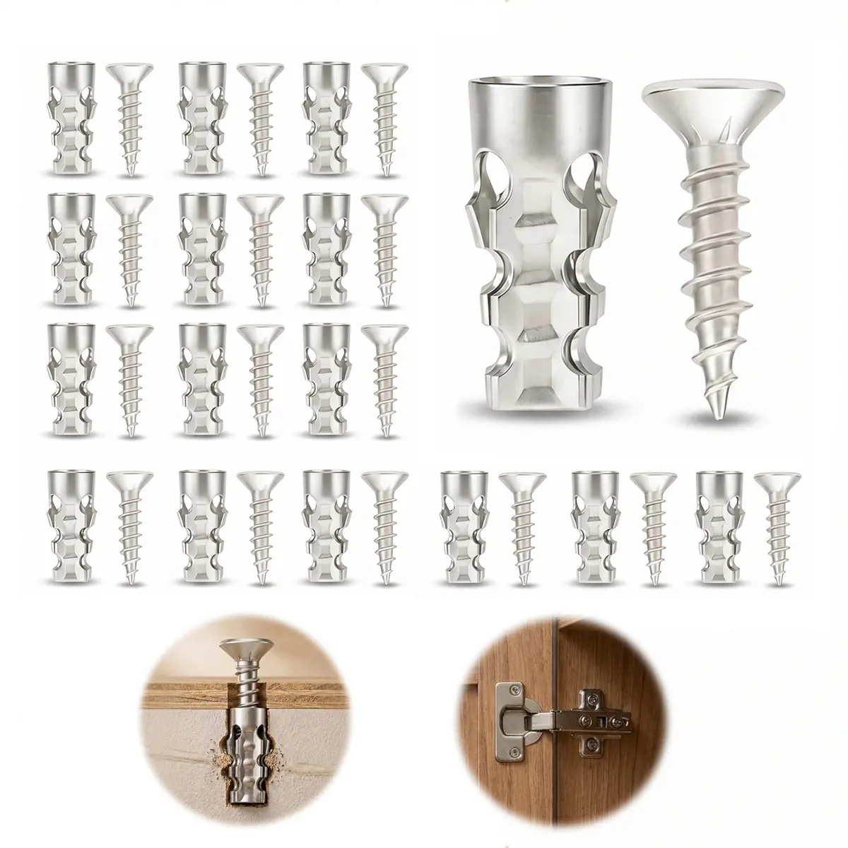 6×14mm Short Expansion Screw Set for Cabinet Hinge Repair and Stripped Thread Restoration, Secure Cabinet Door Fastening, Suitable for Tile Stone Wood and More