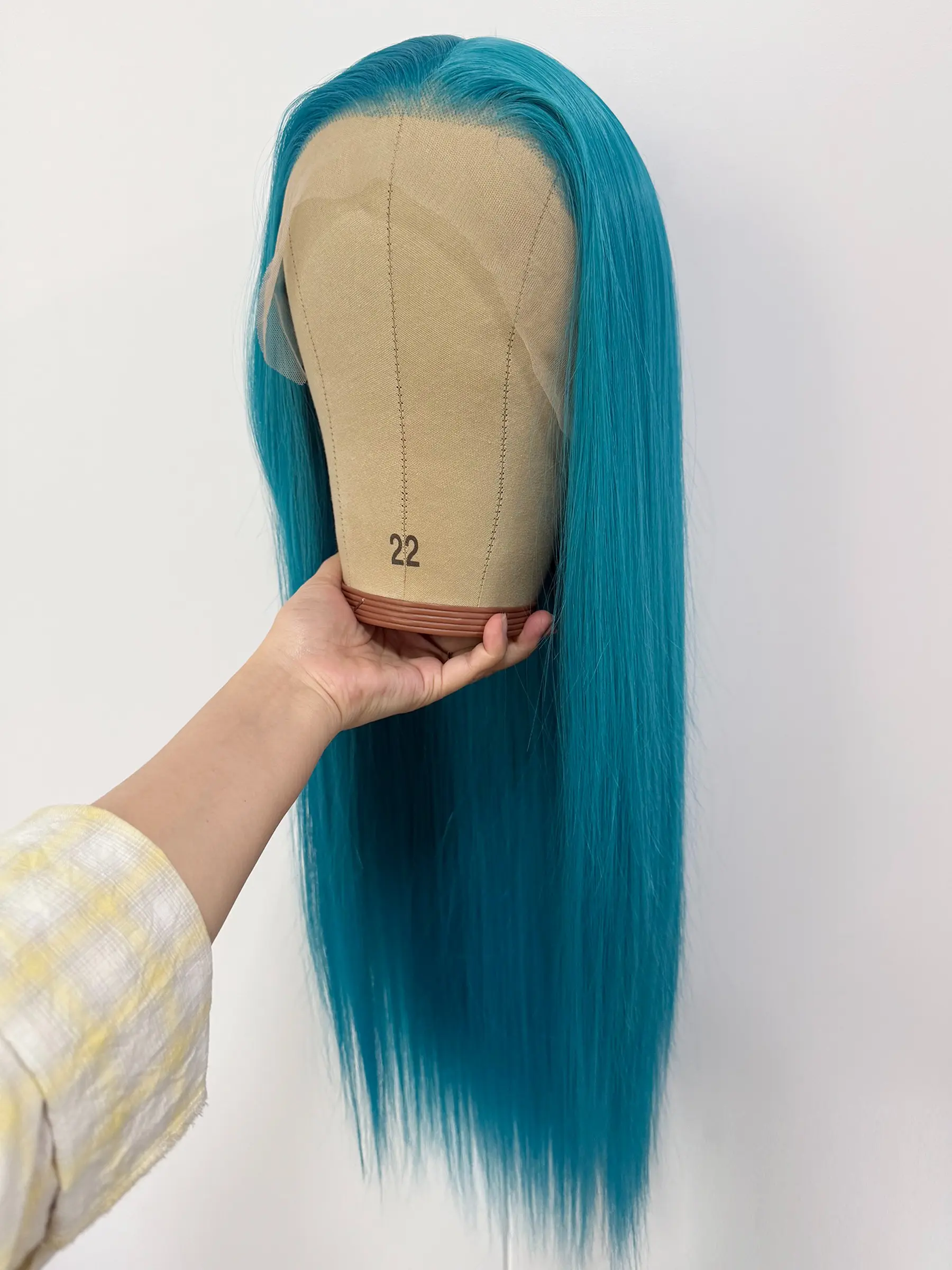 Women's Blue Long Silky Straight Wig, 26 Inches 13x4 Lace Front Wigs , Heat Resistant Synthetic Fiber, Natural Hairline Daily Wear Cosplay Party Wigs,Adjustable Strap, All Seasons
