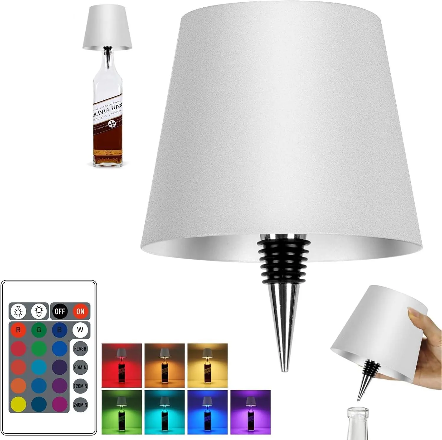 New Wireless Rechargeable Wine Bottle LED Decoration Lamp - Cordless Lamp, 3-Color LED Light, Colorful Light, Ambient Decor for Bars, Restaurants