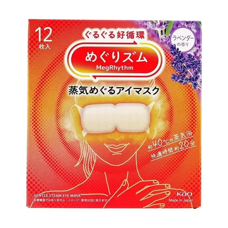 Scented Self-Heating Steam Sleep Mask with Lavender Aroma - Iron Powder, Activated Carbon, Water, Fragrance in Nonwoven Fabric - 12-Sheet Pack, 12G, Screen Relief, Tired Eyes Relief, Winding Down Aid for Adults, Sleep Masks, Steam Heat Up, Heatable, Warm