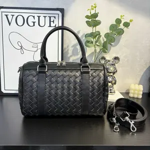 Woven Pillow Bag Boston Handbag for Women, Trendy Large Capacity Shoulder Crossbody Bag, Travel Bag