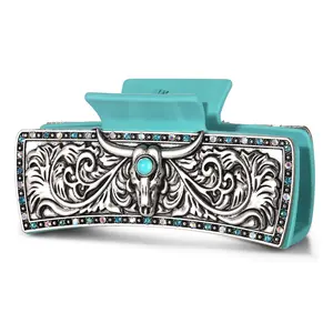 Western Hair Claw Clips for Women Turquoise Cowgirl HOWDY Hair Claws Western Hair Accessories Country Vintage Cowgirl Outfits Party Favors Gifts (Pattern C)