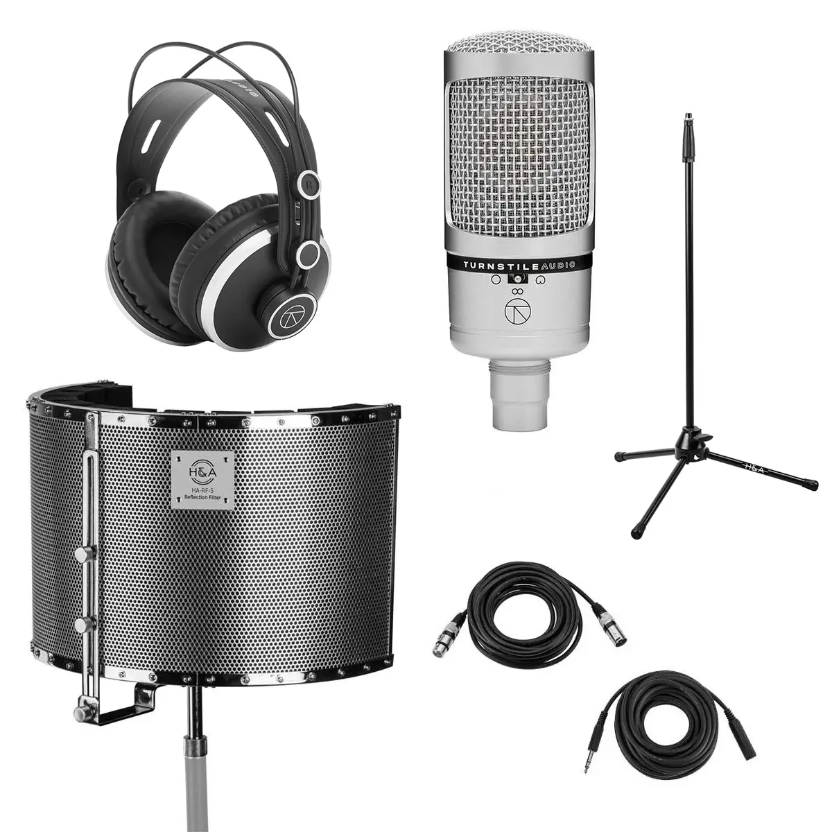 Turnstile Audio Concourse Series TAC700 Multi-Pattern Condenser Microphone, Bundle with H&A Reflection Filter, Silver