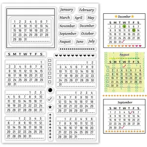 2026 Planner Calendar Clear Stamps Mixed Week Month January December Silicone Transparent Stamps for Card Making Decoration and DIY Scrapbooking