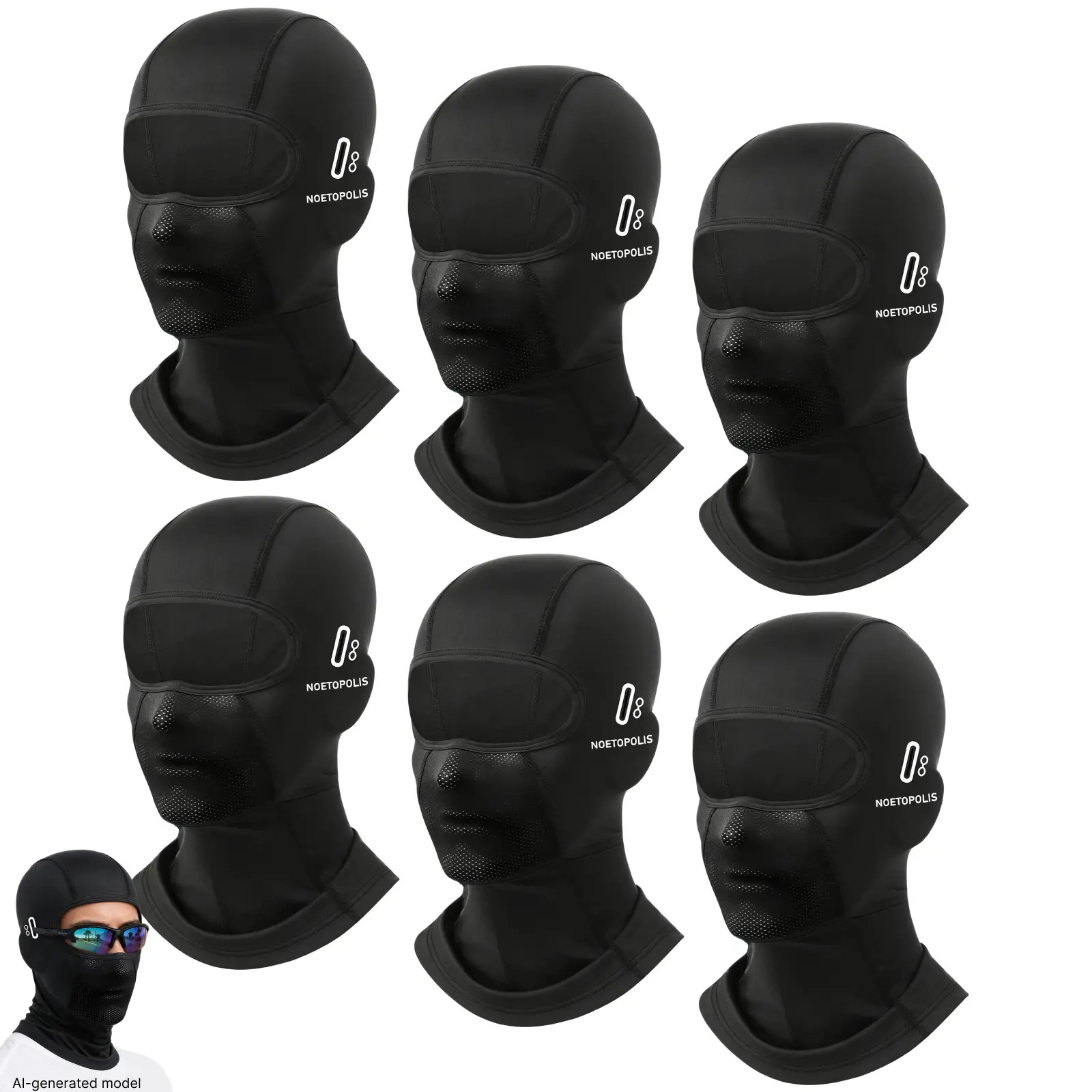 2 Pack Adults' Balaclava Face Masks with Glasses Cutouts, One Size High-Performance Cooling Ice Silk Mask, Breathable Nose Mesh, UPF 50+ UV Protection, for Offroad Snowmobile Commuting Motorcycle Use