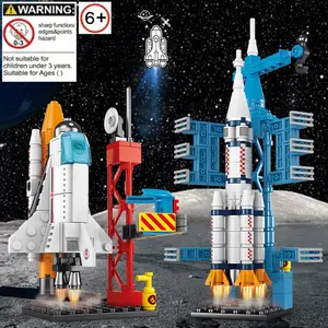 Building Block Rocket Ship Model, Small Particle STEM Building Blocks Assembly Toy Display Piece, Christmas Gift, Birthday Gift, Holiday Gift, Building Sets