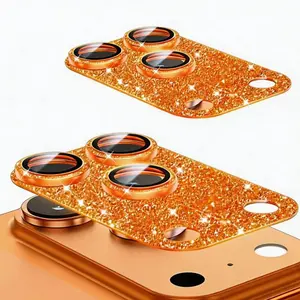 Glitter Bling Camera Lens Protector for iPhone 17 Pro Max – 9H Tempered Glass, Anti-Scratch, Cosmic Orange