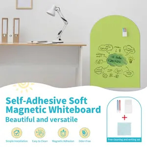 Tenant Friendly Magnetic Whiteboard, Removable Self-Adhesive, No Residue, Strong Adhesive, Smooth Wall, Includes Storage Box, Crayons, Cloth, Whiteboard Set