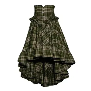 France Style Vintage Elegant 2 Piece Set Women Sweet Lace Ruffles Shirt Tops Slim Plaid Skirt Suit Female Retro Autumn Outfits