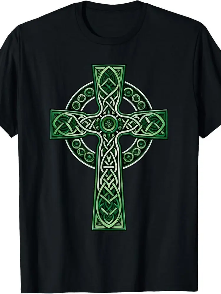 Irish Celtic Cross Knot Christian Holy Trinity Scottish Celt Unisex T-Shirt Menswear Cotton