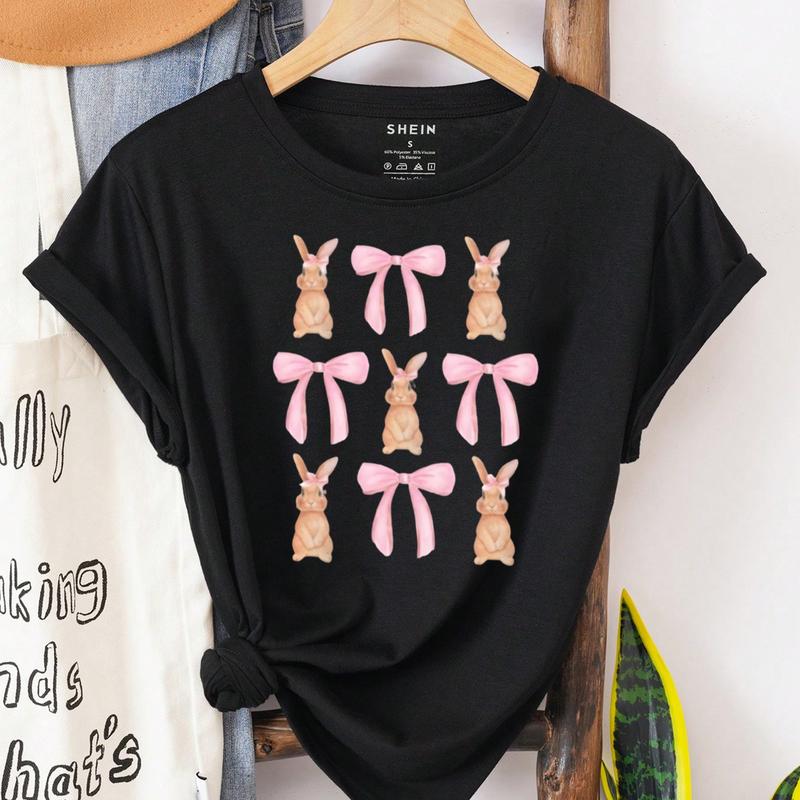 Coquette Bunny Shirt, Easter Bunny TShirt, Easter Graphic Tee, Pink Bows Easter Shirt, Cute Easter Tee, Girly Easter Shirt, Easter Gift