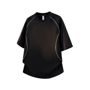 Summer short-sleeve T-shirt featuring a sporty exposed seam design; lightweight, loose casual fit, versatile ice silk quick-dry T-shirt.