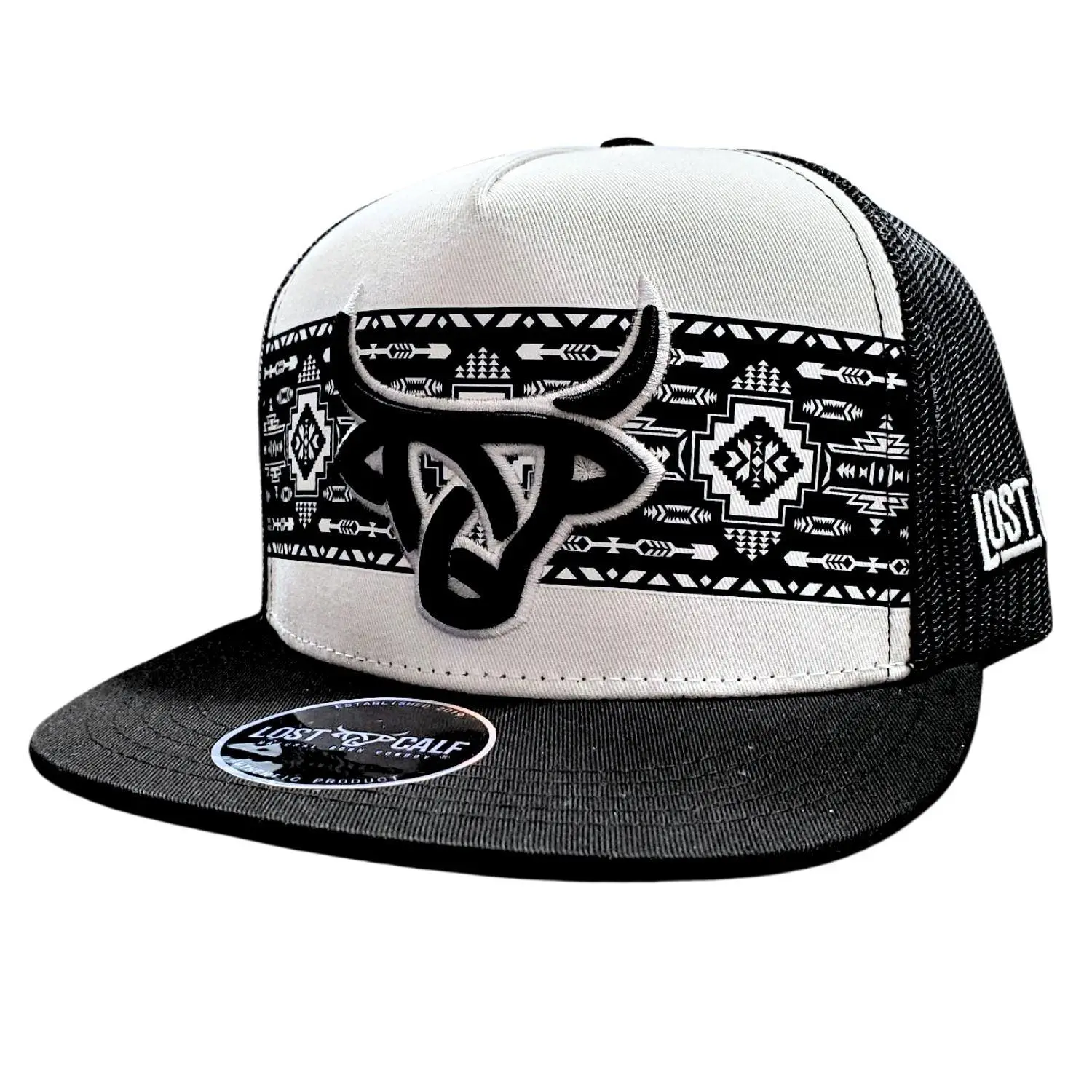 Lost Calf Shima Snapback Aztec Hat – Premium Flat Bill Adjustable Cap with Bull Logo | Unisex Streetwear Baseball Hat for Men & Women | Stylish Gift for Him | Fast Shipping