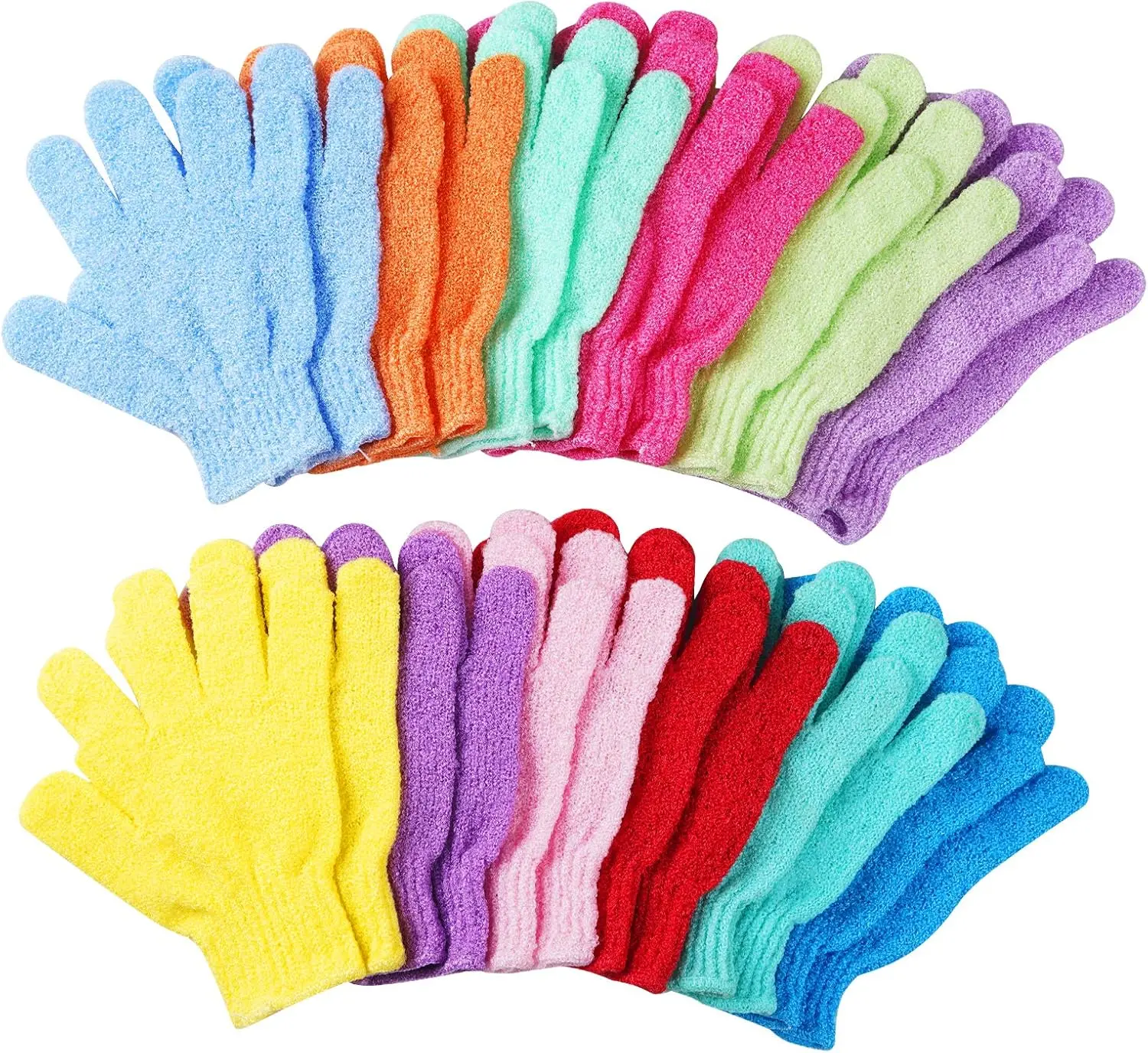 24 pcs Exfoliating Shower Gloves, Double Sided Bath Gloves Deep Clean Dead Skin for Spa Massage Beauty Skin Shower Body Scrubber Bathing Accessories.-12 Multi-Colors