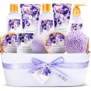 11Pcs Lavender Scented Spa Gift Basket for Women | Bath and Body Care Bundles Perfect Mothers Day & Birthday Gifts for Mom