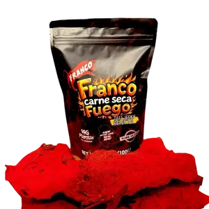Franco Carne Seca Fuego Beef Jerky Spicy Snack 3.5 oz Dry Meat Snack Made with 100% Real Beef Dehydrated Fuego Takis Flavor Dried Crispy