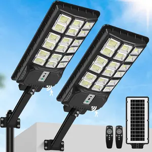 1/2/4 Packs Solar Street Lights Outdoor, Motion Sensor Solar Lights, 6500K LED Street Light Dusk to Dawn Waterproof, Commercial Parking Lot Lighting with Remote