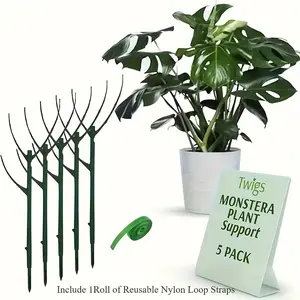 Garden Plant Support Stakes, Stackable Plastic Plant Rings, Self-Adhesive Tape Roll, Adjustable Leaf Protectors, Garden Obelisk Trellis, Suitable for Climbing Vines