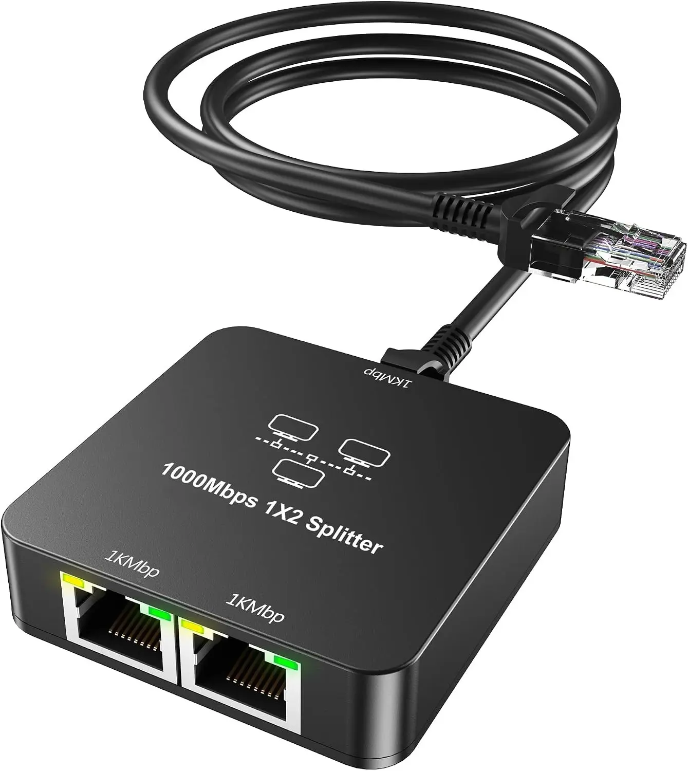 Ethernet Splitter 1 to 2 Out with Cat 6 Ethernet Cable | Gigabit Internet Splitter Connector, 1000Mbps High Speed RJ45 Splitter For Cat 5/5e/6/7/8 Cable
