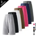 Men's 3-Pack Heather Knee-Length Athletic Long Shorts - Essential Male Clothing, Durable Drawstring, Loose Fit, Stylish Training Gym Apparel, All-Day Ease,sohochic