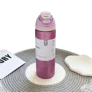 Owala 32oz Sparkle Pink Insulated Tumbler | Leakproof Straw Lid | Cup Holder Friendly | Aesthetic Hydration Drinkware Flasks Flasks Mug Bottled  Bottles  Bottles Portable gym reusable water Pure Copper with Bag