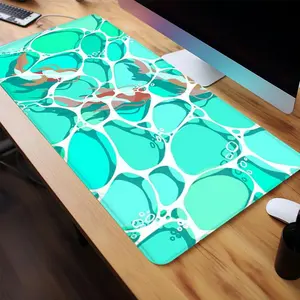 Aqua Serenity Koi Fish Pattern Mouse Pad, 1 Count Rectangle Gaming Mouse Pad, Non-Slip Rubber Base & Stitched Edge Desk Pad for Home Office Game Room, Desk Accessories