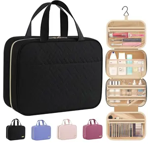 Travel Toiletry Bag w/Hanging Hook - Spacious Toiletry Bag Essentials for Women & Men, Makeup Bag/Big Comparment,  for Travel Accessories, Medium, Black