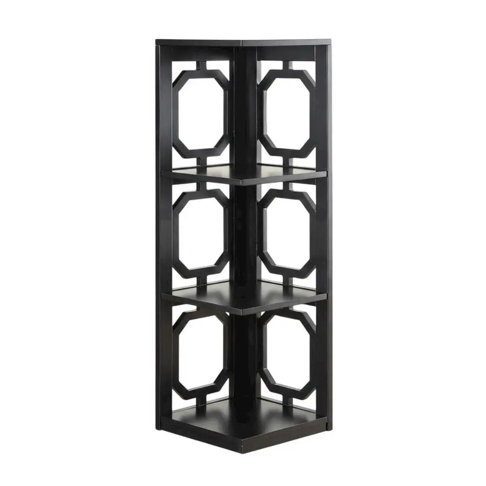 Black 3-Tier Corner Bookcase, Space-Saving Corner Shelves with Easy Assembly and Durable Finish