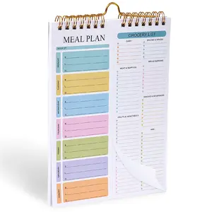 Weekly Meal Planner Notebook - 5.9 x 8.3", 52 Sheets, Magnetic, Wall-Mountable Grocery List & Menu Planner