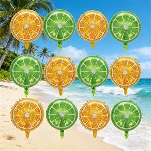12pcs Hawaii Fruit Aluminum Foil Balloons, Balloon, Lemon Balloon, Beach Party, Tropical Fruit Balloon, Birthday Party Decoration