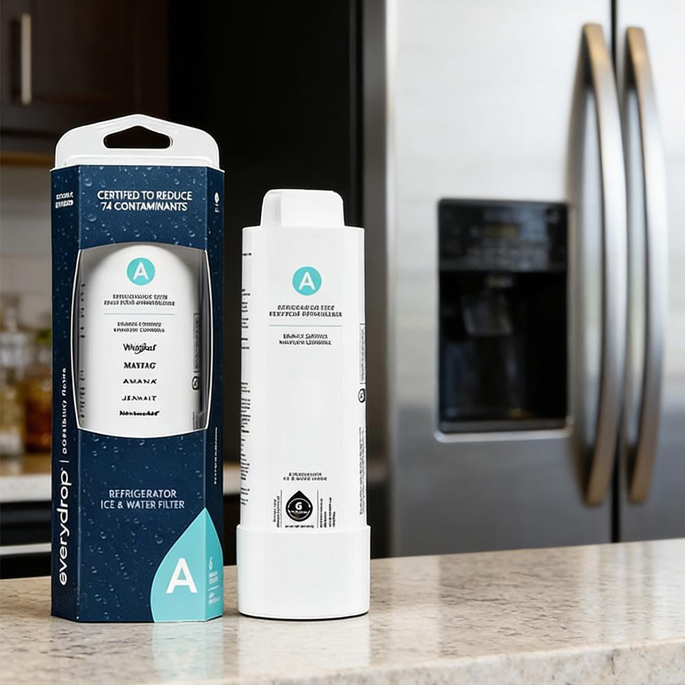 EveryDrop EDRARXD1 Refrigerator Water Filter – Filter A for Whirlpool & Maytag – UL Certified to Reduce 74 Contaminants – Each 200 Gal / 6 Months – 1 Year of Clean Water – Save vs. Bottled Water