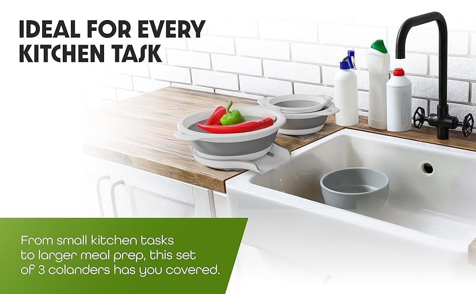 Collapsible colanders for everyday kitchen prep