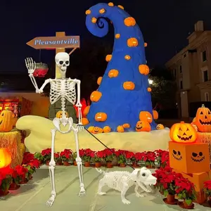 5.4ft Halloween Skeletons with Skeleton Dog, Full Size Plastic Life Size Human Skeletons for Halloween Graveyard Haunted House Party Decorations