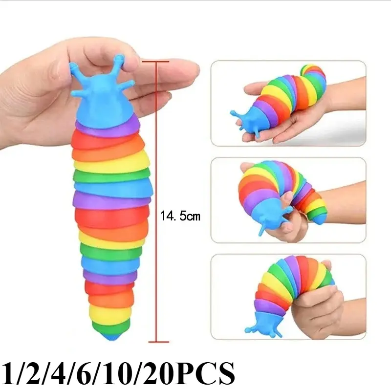 Relieving and Ventilating Artifact New Simulation Caterpillar Stress Relieving Toy Rainbow Slug Puzzle Toy Desktop Snail Stress