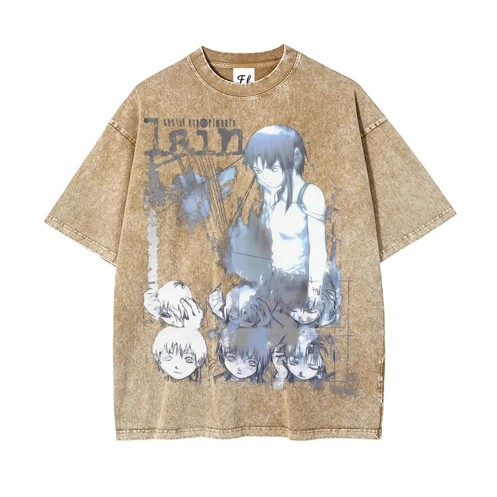 Serial Experiments Lain Anime Vintage Washed Heavyweight Cotton T