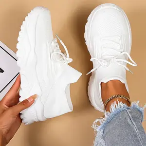 Women's Summer Lace-Up Low-Top Sneakers Lightweight Breathable Comfortable Sports Running Shoes for Gym Exercise Daily Walking Casual Sports Shoes Footwear Fall Outfits Athletic