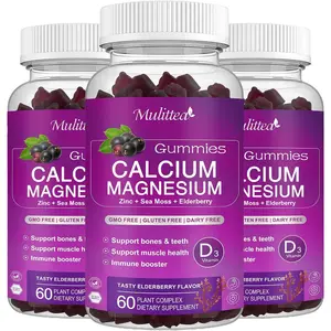 Calcium Magnesium Zinc Gummies with High Absorption Magnesium Glycinate 200mg, Potassium -Plant Calcium Supplement w/ D3 & Sea Moss for Bone, Muscles, Calm Mood & Sleep Support- Kids & adults (3 Pack)
