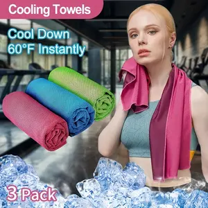 3 Cooling Towels (40"x12"), Neck Ice Towels, Quick-Drying and Soft, Breathable and Cooling Towels, Suitable for Yoga, Exercise, Running, Gym, Golf, Workout, Camping, Fitness, and More Activities (Multi-Color)