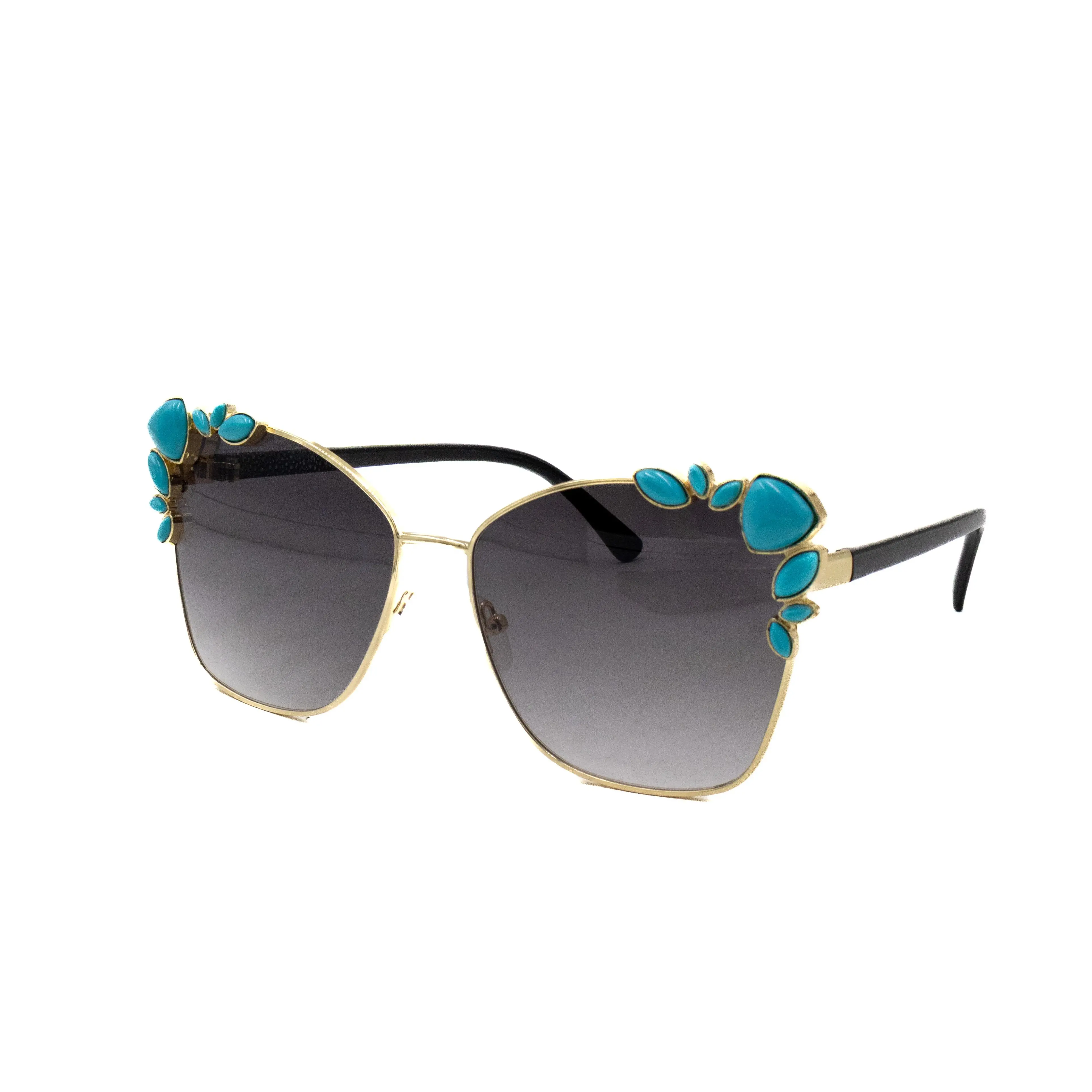 Faux Turquoise Gold Sunglasses