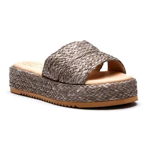 Vane Raffia Platform Wedge
