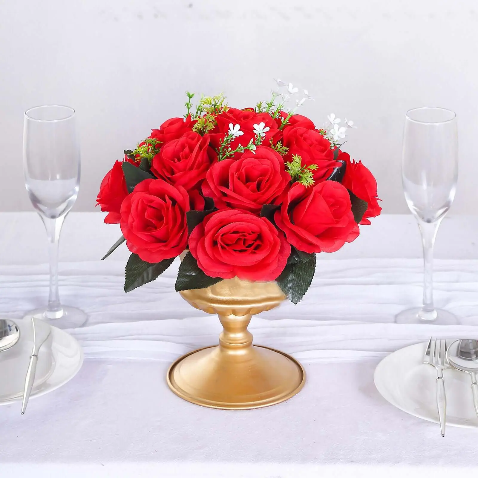 2-Pack 10" Decorative Red Silk Artificial Rose Balls, 15-Head 3D Bouquet Artificial Red Roses, Home Decor Centerpiece in a Ball